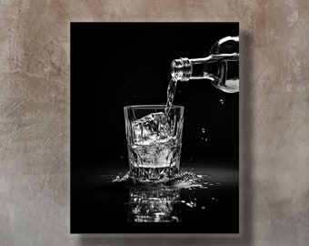 Whiskey Poster, Black and White Alcohol Poster Art, Bar Cart Print, Cocktail Vintage Bar Decor, Speakeasy Decor, Roaring 20s decorations