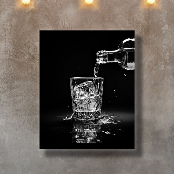 Whiskey Poster, Black and White Alcohol Poster Art, Bar Cart Print, Cocktail Vintage Bar Decor, Speakeasy Decor, Roaring 20s decorations