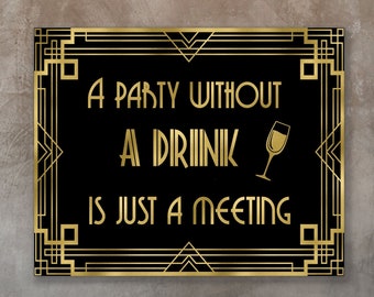 Gatsby Bar Sign: Funny Party Decor, Roaring 20s Art Deco (Digital)