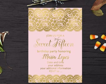 sweet 15 invitation etsy