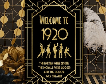 Welcome to the 1920s, Big size sign, Roaring 20s decoration Prohibition sign, Gatsby welcome sign, Speakeasy sign, 40th birthday Harlem sign