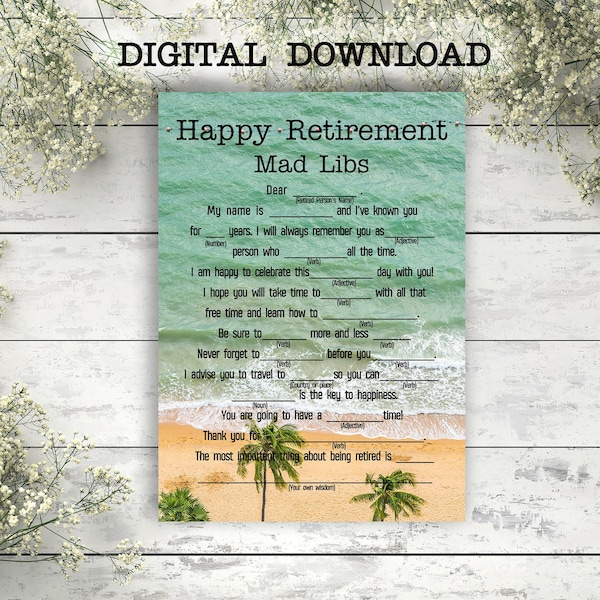 Retirement mad libs beach vacation theme, Mad libs for retiring teacher, Retirement games for women coworker, Co-Worker Retirement Game