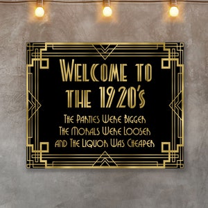 Welcome to 1920s, Roaring 20s welcome sign, Speakeasy decorations, Prohibition sign, Prohibition decoration, Retro party decorations