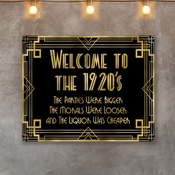 Welcome to 1920s, Roaring 20s welcome sign, Speakeasy decorations, Prohibition sign, Prohibition decoration, Retro party decorations