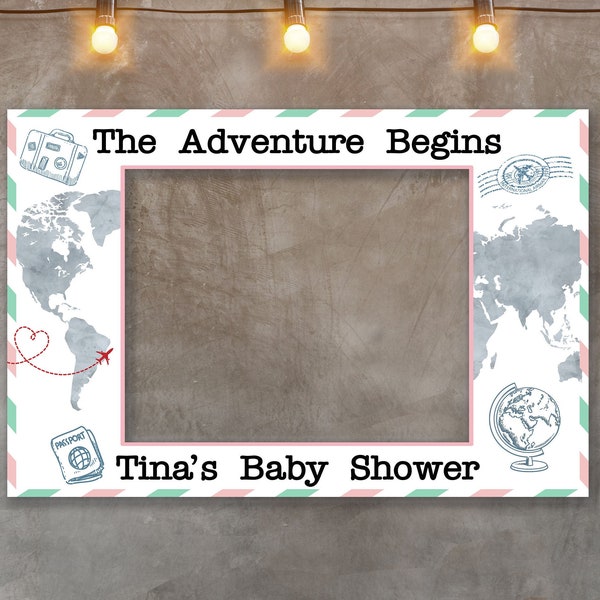 Adventure awaits photo booth, Travel baby shower, Photobooth frame baby shower, travel photo booth props, travel theme photo booth, Digital