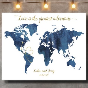World Map Wedding Guest Book, Guest book map, Anniversary Gift, Gift to a Wife, Gift to a Husband, Custom world map, Digital File