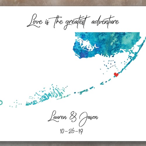Key West Wedding Map Honeymoon Custom Map of Key West for Etsy