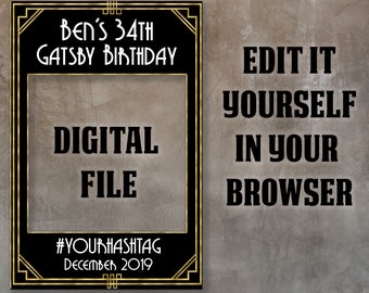 Great Gatsby photobooth template made in Roaring 20s or also called Great Gatsby theme in 24x36 size ready for download and printing