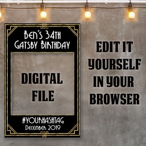 Great Gatsby photobooth template made in Roaring 20s or also called Great Gatsby theme in 24x36 size ready for download and printing