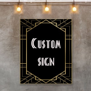 DIY Great Gatsby decorations sign template, 8x10 Great Gatsby sign template, DIY Great Gatsby, 1920s decoration, Prohibition party, Digital