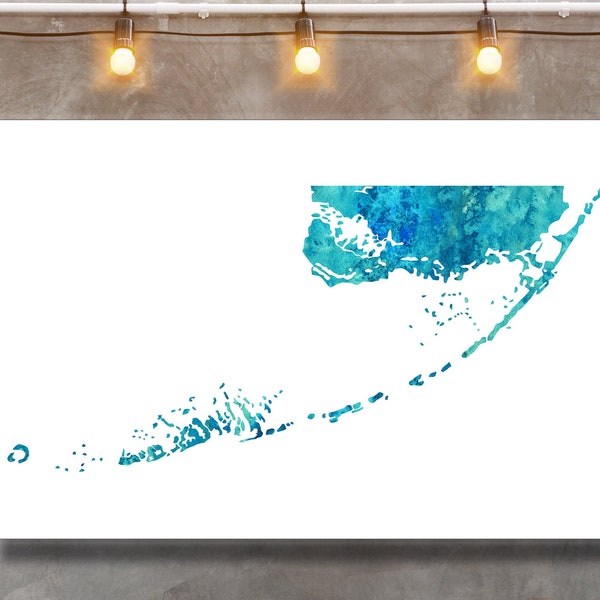 Keepsake Maps Florida Keys, Key West, Key West map, Key West gift, Watercolor Map, Digital  File