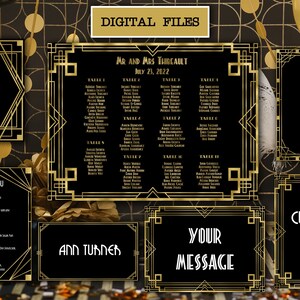 Roaring 20s Wedding Template Kit, Retro 1920s Wedding Stationery Bundle, Wedding Invitation Set, Art Deco Invitation Template Download Set