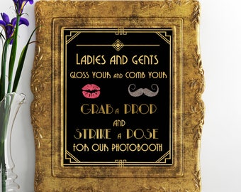 Gatsby Photo Booth Sign: Grab a Prop, Strike a Pose (Digital Download)