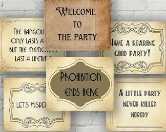 Roaring Retro Prohibition Signs:  1920 party decor (JPG)