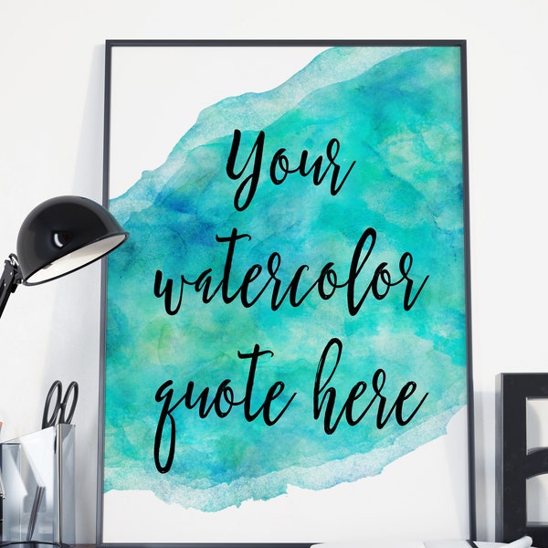 Your Watercolor Quote Here, Blue Watercolor Quote Decor, Custom Art for Nursery, Custom poster, Custom sign, Custom watercolor art gift