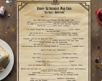 Retro Retirement Mad Libs Game: New adventure, Printable Party Activity (PDF)