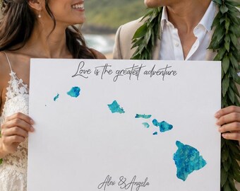 Hawaii Destination Wedding Decor: Personalized Destination Art (Digital Download)