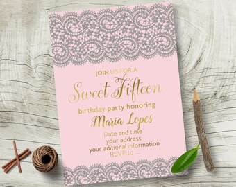 sweet 15 invitation etsy