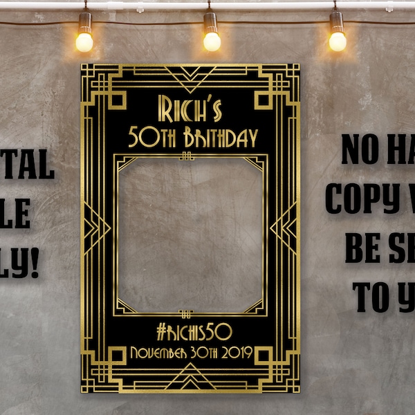 Gatsby Party Photo Booth Frame, Birthday Party Photo Booth, Selfie Photo Booth Frame, Digital Selfie Frame, Photo Prop Frame, DIGITAL FILES