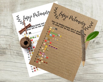 Rustic Wedding Emoji Pictionary Bridal shower game Kraft Paper Emoji game Country Bridal Shower Game Rustic game Funny bridal game brsg06