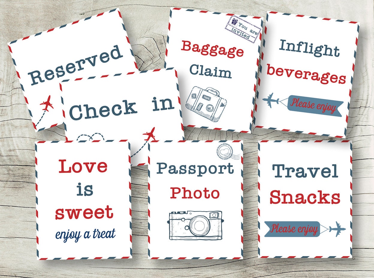 Travel theme sign bundle Travel signs Travel party signs | Etsy