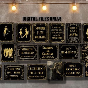 Gatsby Party Art Deco Posters: Roaring 20s Speakeasy Decor (Digital Download)