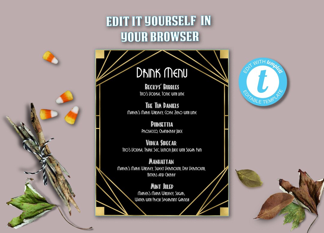 Roaring 20s Decorations Template, 1920s Decor Template 8x10, 1920s ...