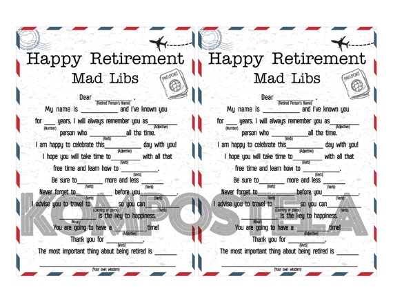 Retirement mad libs, Happy retirement game, Printable retirement game,  Retirement games, Co-Worker Retirement Game, Retirement party ideas