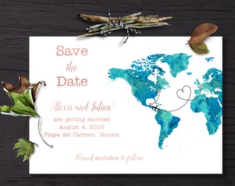 Travel theme wedding invitation Save the date destination wedding card North America Save the date save the date cards