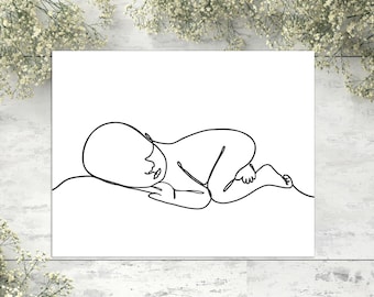 Custom Baby Portrait Line Art: Minimalist Newborn Sketch (Digital Download