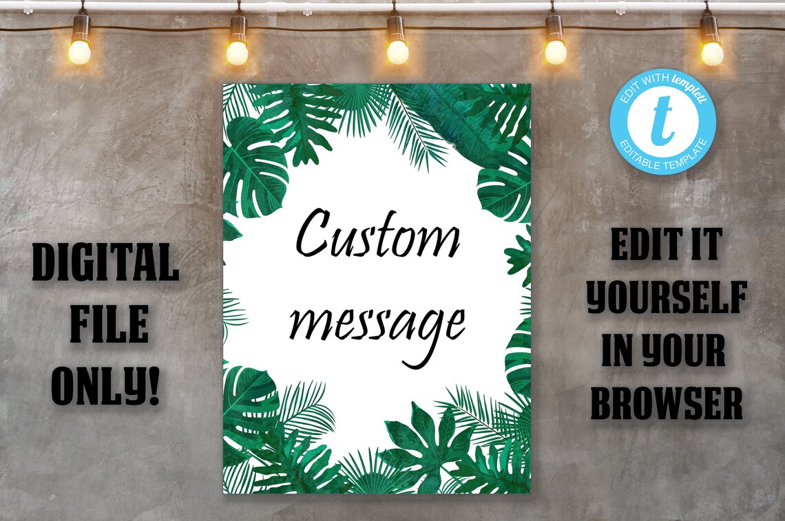 Tropical Custom Sign Editable Tropical Sign Template | Etsy