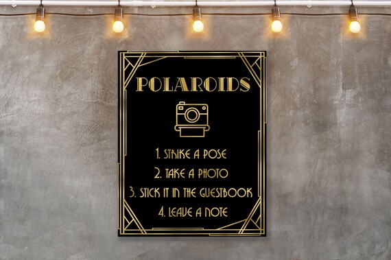 Polaroid Guest Book Sign Great Gatsby Party Sign Roaring 20s Etsy