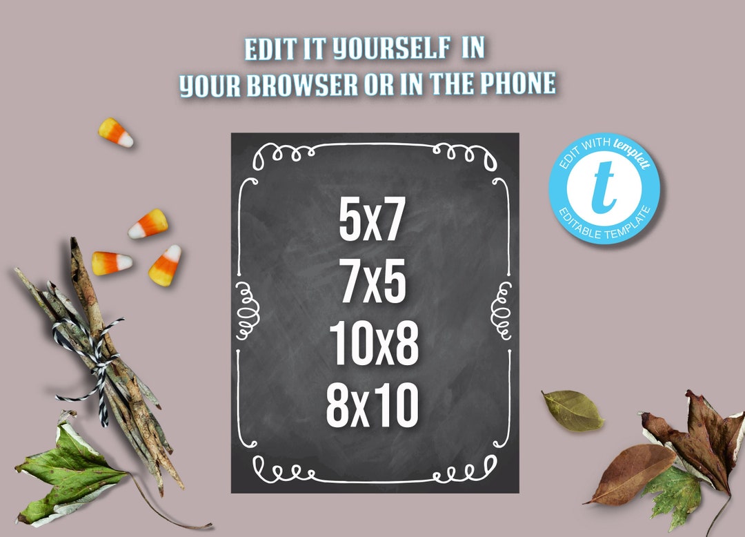 Chalkboard Sign Template, Digital Chalkboard Sign Template, 5x7, 7x5
