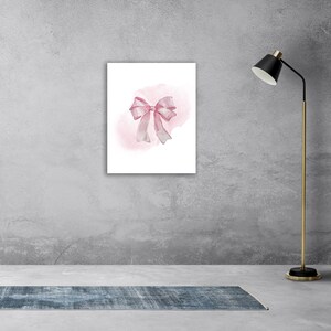Pink Bows Coquette Wall Art Decor, Watercolor pink bow poster digital download 11x14 and 8x10 image 2