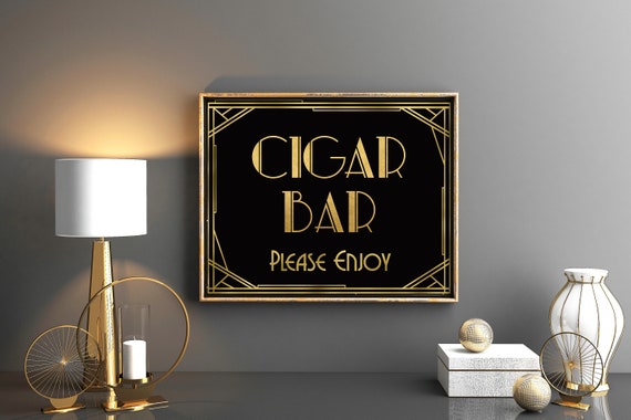 Cigar Bar Sign Roaring 20s Party Decorations Great Gatsby Etsy