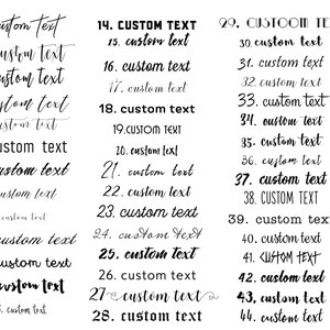 May include: A white background with black text listing numbers 1 through 44 with the text "custom text" next to each number. Some of the numbers are in bold and some of the text is in all caps.
