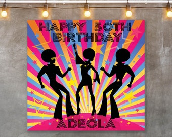 70s Disco theme backdrop, 60s theme Backdrop, 70s theme Birthday Backdrop, Afro Disco Backdrop, Disco style decorations, Printable Download