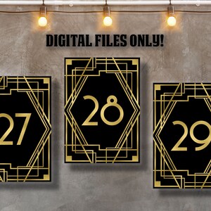Gatsby table numbers, Roaring 20s signs, 27-46 table numbers 5x7, Art deco table numbers, 1920s table signs, digital download files