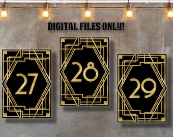 Gatsby Tischnummern: Roaring 20s Art Deco Zahlen (Digitaler Download)