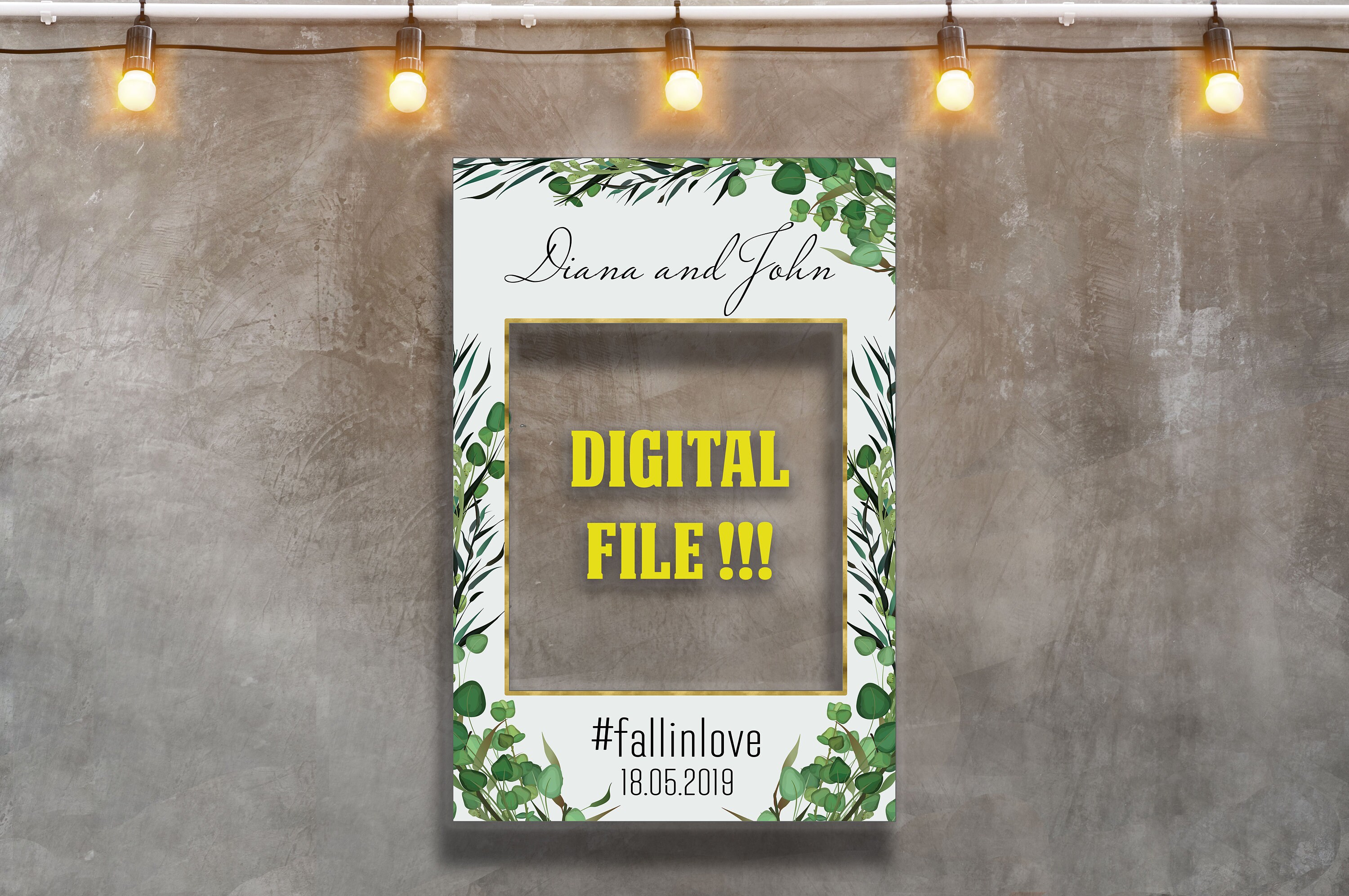 Greenery selfie frame prop wedding Selfie frame hen party Etsy