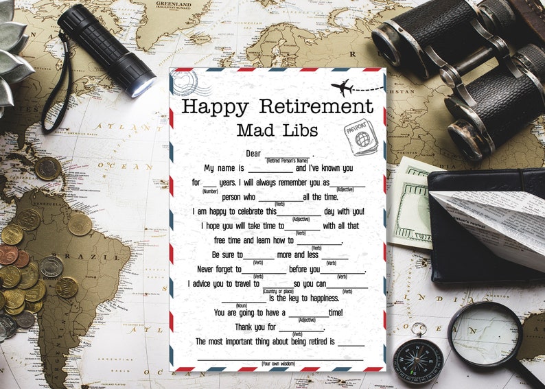 Retirement mad libs Happy retirement game Printable | Etsy