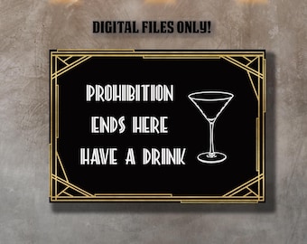 Speakeasy Sign: Roaring 20s Retro Party Decor (Digital Download)