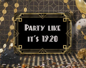 Roaring 20s Party Sign: Gatsby Speakeasy Welcome (Digital Download)