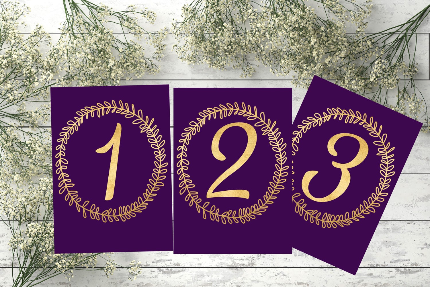 printable gold and purple wedding table numbers 1 22 etsy