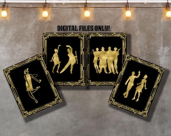 Art Deco Flapper Print Set: Roaring 20s Speakeasy Decor (Digital Download)