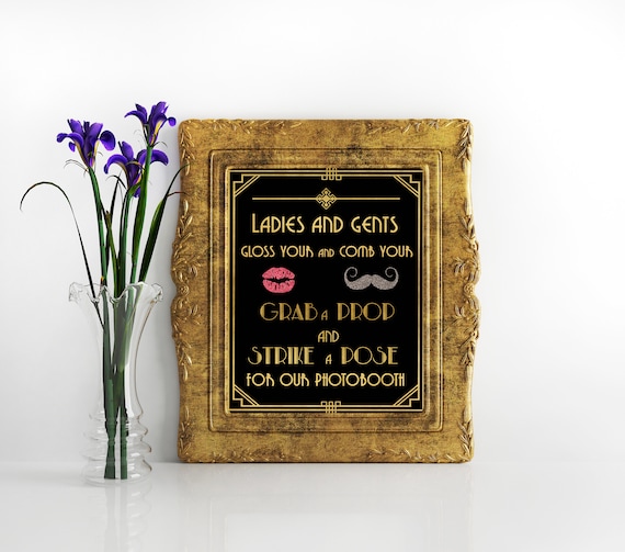 Great Gatsby decorations photobooth Grab a prop and strike a pose sign  great gatsby party decor photobooth sign gatsby party decorations