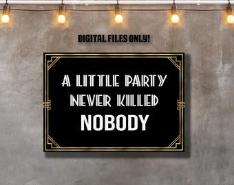 Gatsby 50th Birthday Sign: Roaring 20s Speakeasy Decor (Digital Download)