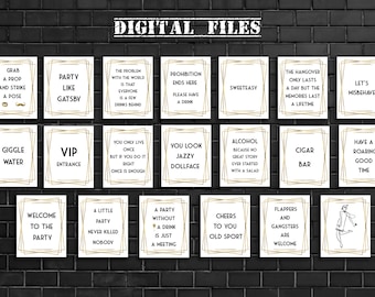 Roaring 20s Party Sign Set: Art Deco Decor (Digital Download)
