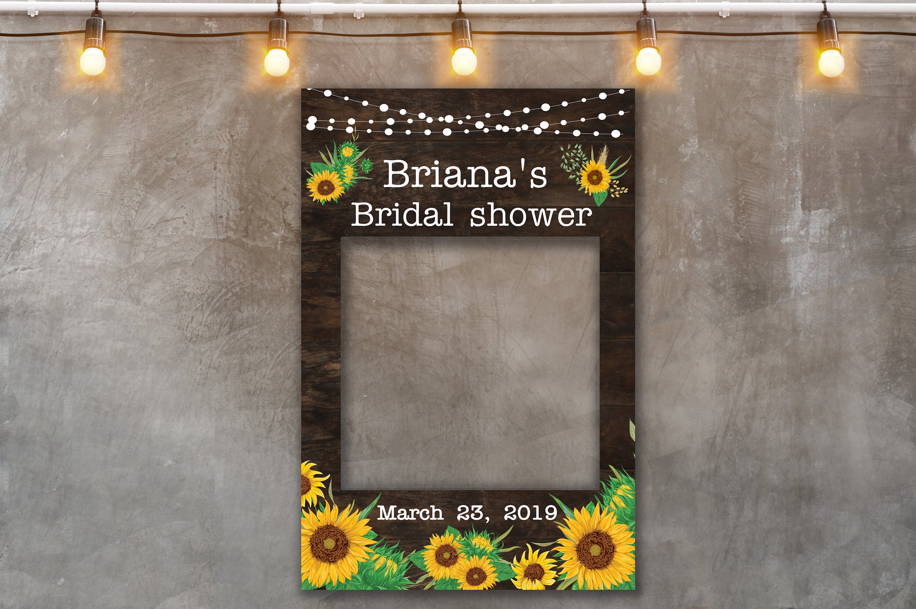 Rustic Photo Booth Frame Sunflower Selfie Frame Bridal Etsy