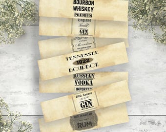 Retro Speakeasy Bottle Labels: 1920s Prohibition Party Decor (JPG Digital Files)
